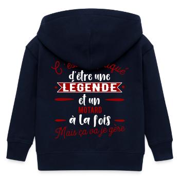 Motard une légende cadeau - Veste à capuche enfant bio Stanley/Stella - marine - Dos