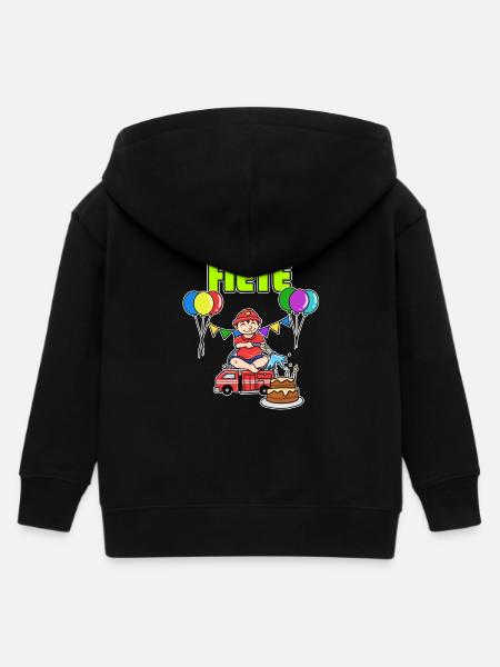 Fire Brigade Fiete gift - Kids Organic Zip-up Hoodie by Stanley/Stella - black