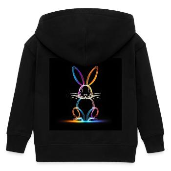 Glowing Rabbit - Kids Organic Zip-up Hoodie by Stanley/Stella - black - Back