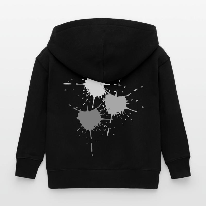 Art - Exploding color blots in gray Kids Organic Zip-up Hoodie by Stanley/Stella