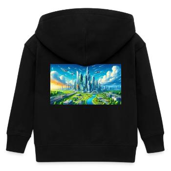 Futuristic city - Kids Organic Zip-up Hoodie by Stanley/Stella - black - Back