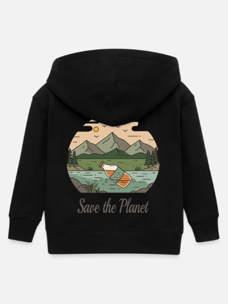 Rettet den Planeten - Kinder Organic Kapuzenjacke Mini Cultivator von Stanley/Stella - Schwarz