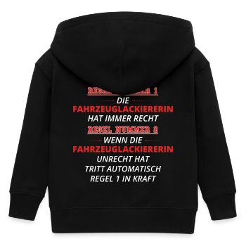 GESCHENK REGEL HAT RECHT Fahrzeuglackiererin - Kinder Organic Kapuzenjacke Mini Cultivator von Stanley/Stella - Schwarz - Hinten