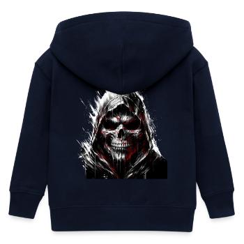Dunkler Totenkopf mit Kapuze Gothic Art - Kinder Organic Kapuzenjacke Mini Cultivator von Stanley/Stella - Navy - Hinten