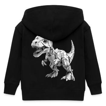 T-Rex Dino Papier Design - Kinder Organic Kapuzenjacke Mini Cultivator von Stanley/Stella - Schwarz - Hinten