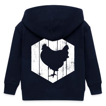 Henne Zeichnung - Kinder Organic Kapuzenjacke Mini Cultivator von Stanley/Stella - Navy - Hinten