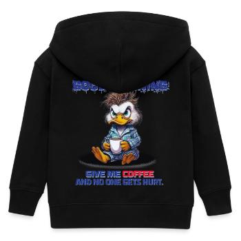 Good Morning – Give Me Coffee and No One Gets Hurt - Kids Organic Zip-up Hoodie by Stanley/Stella - black - Back