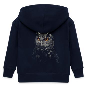 owl - Kids Organic Zip-up Hoodie by Stanley/Stella - navy - Back