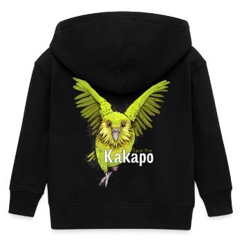 Kakapo - The Parrot from New Zealand - Kids Organic Zip-up Hoodie by Stanley/Stella - black - Back