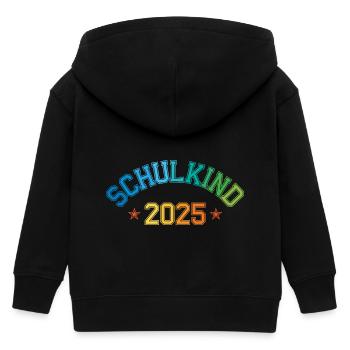 Schulkind 2025 Einschulung College Trikot - Kinder Organic Kapuzenjacke Mini Cultivator von Stanley/Stella - Schwarz - Hinten