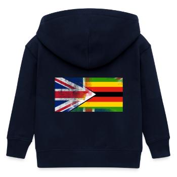 Britannique Zimbabwe moitié Zimbabwe moitié Royaume-Uni Drapeau - Veste à capuche enfant bio Stanley/Stella - marine - Dos