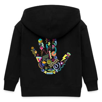 eighties hand - Kids Organic Zip-up Hoodie by Stanley/Stella - black - Back