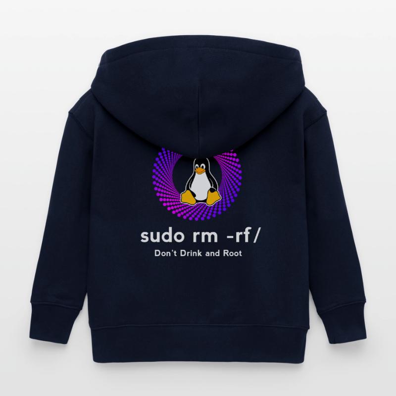 Ordinateur Sys admin Penguin Nerd pc sudo rm -rf cod Veste à capuche enfant bio Stanley/Stella