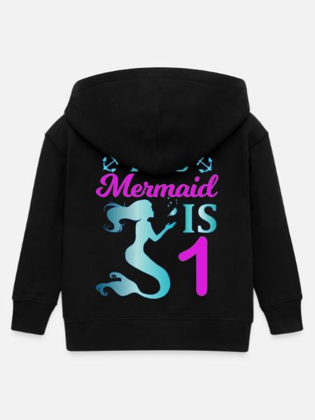 This Mermaid is 1 - Kids Organic Zip-up Hoodie by Stanley/Stella - black