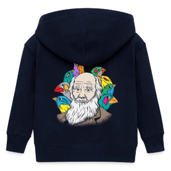 Charles Darwin Portrait Geschenk Evolution - Kinder Organic Kapuzenjacke Mini Cultivator von Stanley/Stella - Navy - Hinten