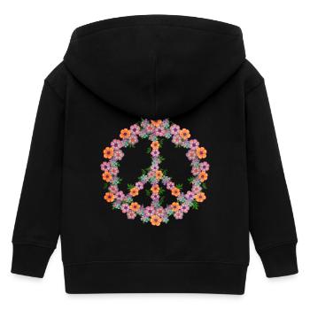 Pastellblume Friedenszeichen Retro-Vibes - Kinder Organic Kapuzenjacke Mini Cultivator von Stanley/Stella - Schwarz - Hinten