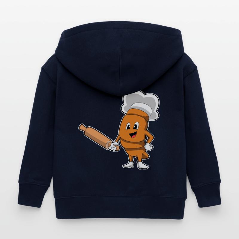Bread Baker Rolling Pin Baking Kids Organic Zip-up Hoodie by Stanley/Stella