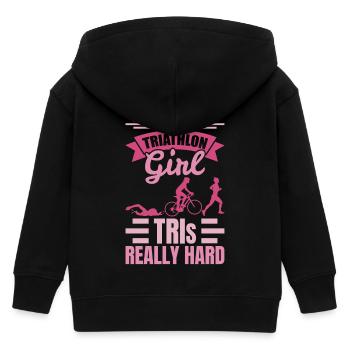 Triathlete Girls - Kids Organic Zip-up Hoodie by Stanley/Stella - black - Back