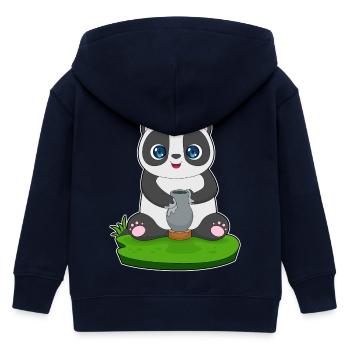 Panda Artisan Vase Craft - Kids Organic Zip-up Hoodie by Stanley/Stella - navy - Back