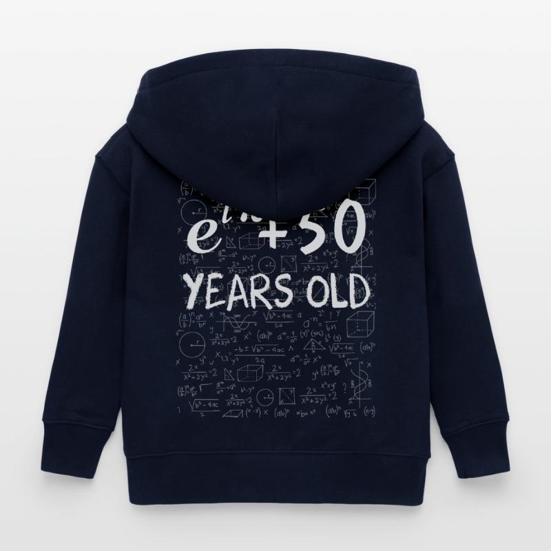 49th Birthday 49 Years Euler Identity Math Gift Kids Organic Zip-up Hoodie by Stanley/Stella