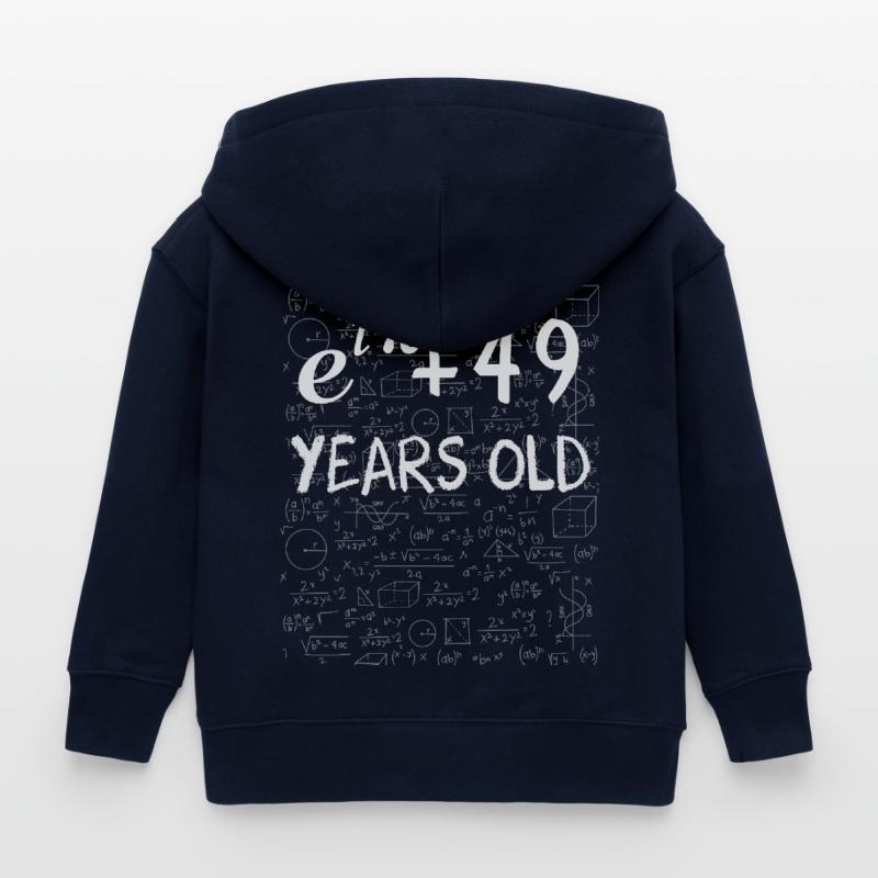 48th Birthday 48 Years Euler Identity Math Gift Kids Organic Zip-up Hoodie by Stanley/Stella