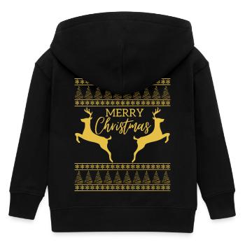 Merry Christmas Reindeer Christmas Snowflake - Kids Organic Zip-up Hoodie by Stanley/Stella - black - Back