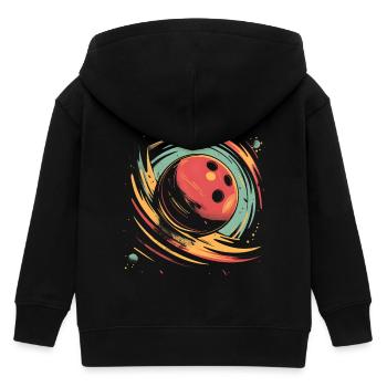 Retro Bowling Ball - Kids Organic Zip-up Hoodie by Stanley/Stella - black - Back