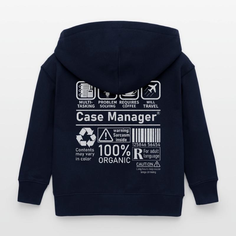 Case Manager multi tasking problem solving Kids Organic Zip-up Hoodie by Stanley/Stella