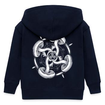 Psychedelische Pilze Triskelion | Mystische Symbolkunst - Kinder Organic Kapuzenjacke Mini Cultivator von Stanley/Stella - Navy - Hinten