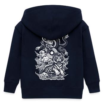 Streetwear Shirt: Drache trifft Tiger auf Vinyl - Kinder Organic Kapuzenjacke Mini Cultivator von Stanley/Stella - Navy - Hinten