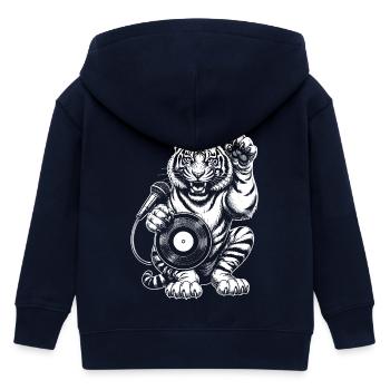Comic Tiger Shirt: Musik, Groove und Schallplatte - Kinder Organic Kapuzenjacke Mini Cultivator von Stanley/Stella - Navy - Hinten