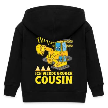 Ich Werde Großer Cousin 2026 Bagger bald Großer - Kinder Organic Kapuzenjacke Mini Cultivator von Stanley/Stella - Schwarz - Hinten