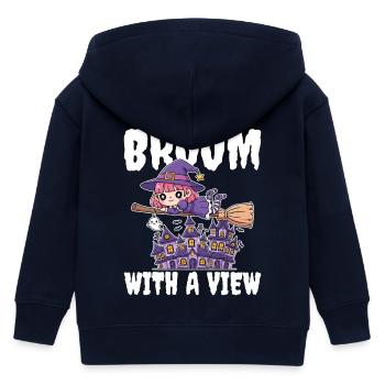 BROOM WITH A VIEW - WITCH HALLOWEEN - Kids Organic Zip-up Hoodie by Stanley/Stella - navy - Back