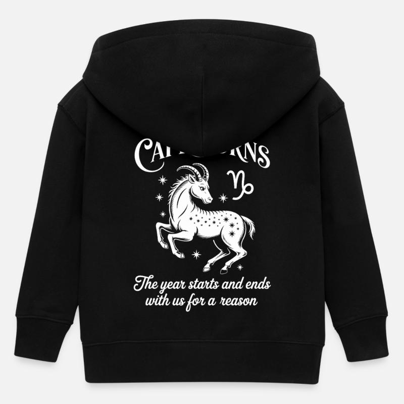 Steinbock Sternzeichen - Stanley/Stella Mini Cultivator Bio Kinder Kapuzenjacke - Schwarz