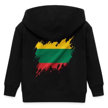 Litauische Flagge, Rissstil - Kinder Organic Kapuzenjacke Mini Cultivator von Stanley/Stella - Schwarz - Hinten
