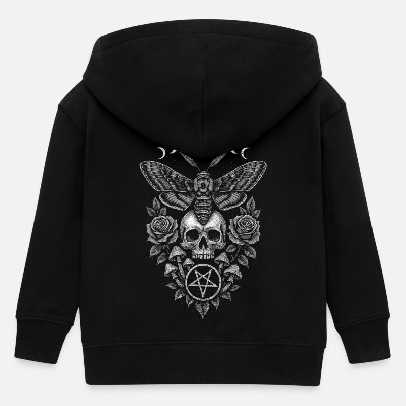Phases de lune papillon de nuit crâne Art occulte - Veste à capuche enfant bio Stanley/Stella - noir