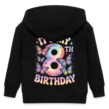 8. Geburtstag Regenbogen Schmetterling Deko - Kinder Organic Kapuzenjacke Mini Cultivator von Stanley/Stella - Schwarz - Hinten