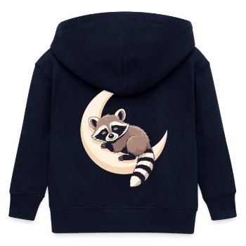Mondraccoon auf der Sichel - Kinder Organic Kapuzenjacke Mini Cultivator von Stanley/Stella - Navy - Hinten
