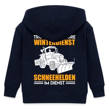 Schneepflug TRUCKING CULTURE WINTERDIENST Lustig - Kinder Organic Kapuzenjacke Mini Cultivator von Stanley/Stella - Navy - Hinten