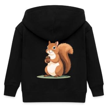 Eichhörnchen mit Eichel Karikatur - Kinder Organic Kapuzenjacke Mini Cultivator von Stanley/Stella - Schwarz - Hinten