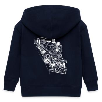 Lokomotive Line Art - Kinder Organic Kapuzenjacke Mini Cultivator von Stanley/Stella - Navy - Hinten