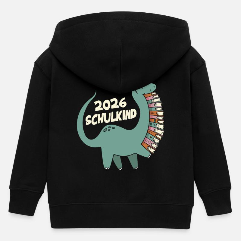 Écolier 2026 Dinosaure - Veste à capuche enfant bio Stanley/Stella - noir