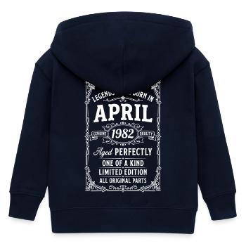 Großartig seit April 1982 - Kinder Organic Kapuzenjacke Mini Cultivator von Stanley/Stella - Navy - Hinten