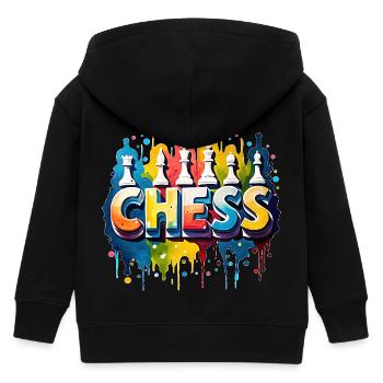 Schach mit Figuren, weißer Rand - Kinder Organic Kapuzenjacke Mini Cultivator von Stanley/Stella - Schwarz - Hinten
