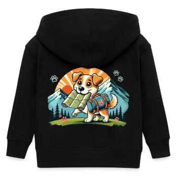 Hiking Dog - Kids Organic Zip-up Hoodie by Stanley/Stella - black - Back
