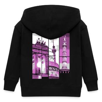 Berlin Skyline City Allemagne Collage Vintage - Veste à capuche enfant bio Stanley/Stella - noir - Dos