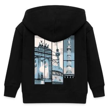 Berlin Skyline Stadt Deutschland Collage Vintage - Kinder Organic Kapuzenjacke Mini Cultivator von Stanley/Stella - Schwarz - Hinten