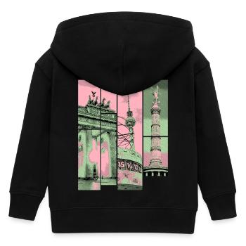 Berlin Skyline Stadt Deutschland Collage Vintage - Kinder Organic Kapuzenjacke Mini Cultivator von Stanley/Stella - Schwarz - Hinten