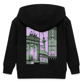 Berlin Skyline City Allemagne Collage Vintage - Veste à capuche enfant bio Stanley/Stella - noir - Dos