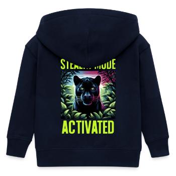 Stealth Mode Activated Panther Jungle Animal Lover - Kids Organic Zip-up Hoodie by Stanley/Stella - navy - Back